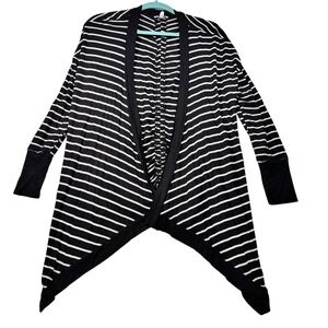 eyeshadow‎ Striped Open Front Cardigan Sweater Womens Size M Asymmetrical Hem